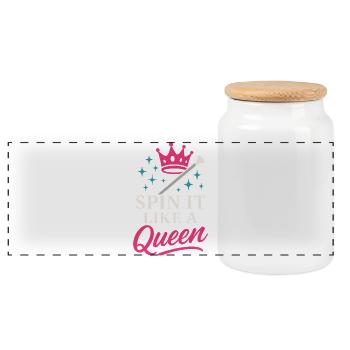 Bâton Twirler Majorette Captain Squad Club - Boîte à biscuits avec couvercle en bois - blanc - Devant