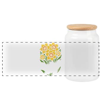 Daffodil Day - Cancer Awareness Tag - Panoramic Cookie Jar with Wooden Lid - white - Front
