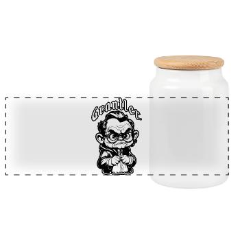 The Grumpy Man - Panoramic Cookie Jar with Wooden Lid - white - Front