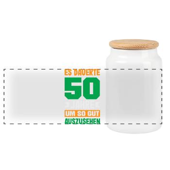 Lustiges 50. Geburtstag Geburtstagsshirt Geschenk - Panorama Keksdose mit Holzdeckel - Weiß - Vorne