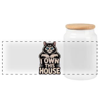 Je suis propriétaire de ce chat domestique - Boîte à biscuits avec couvercle en bois - blanc - Devant