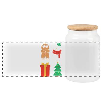 Bonhomme en pain d'épices de Noël en pain d'épices - Boîte à biscuits avec couvercle en bois - blanc - Devant