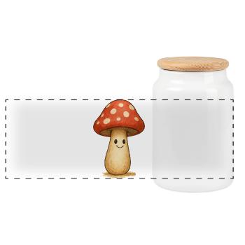 Kawaii Fliegenpilz Design für Kinder - Panorama Keksdose mit Holzdeckel - Weiß - Vorne