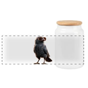 Corbeau, Corbeau, Oiseau, Corbeau Corbeau, Choucas, Corbeau noir - Boîte à biscuits avec couvercle en bois - blanc - Devant