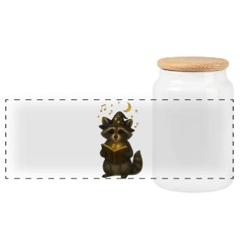 Raton laveur magique avec livre de chansons - Boîte à biscuits avec couvercle en bois - blanc - Devant