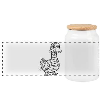 Un drôle de canard est déguisé en momie - Boîte à biscuits avec couvercle en bois - blanc - Devant