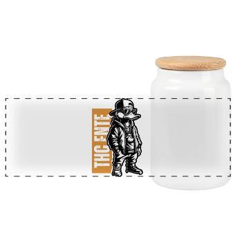 Duckin High – Urban Duck Art THC Ente - Boîte à biscuits avec couvercle en bois - blanc - Devant