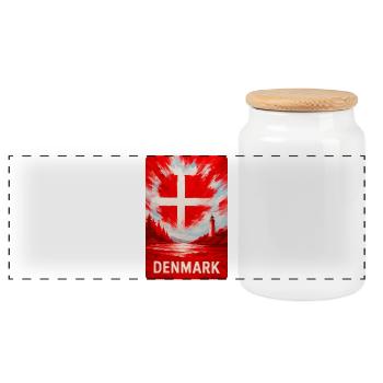 Denmark Legend – Power of the North - Panoramic Cookie Jar with Wooden Lid - white - Front
