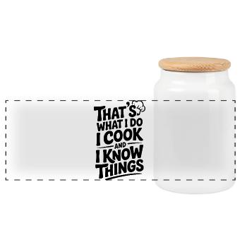 C’est ce que je fais, je cuisine et je sais des choses - Boîte à biscuits avec couvercle en bois - blanc - Devant