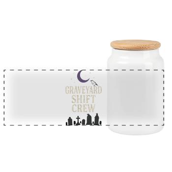 Corpse Science Dark Humor Death Positive - Panoramic Cookie Jar with Wooden Lid - white - Front