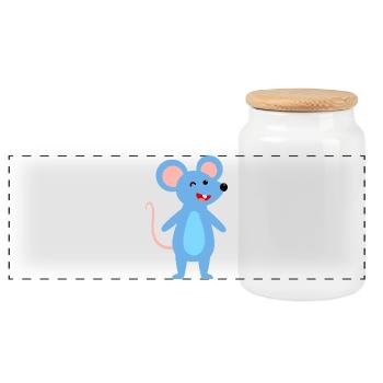 Zwinkernde blaue Maus - Panorama Keksdose mit Holzdeckel - Weiß - Vorne