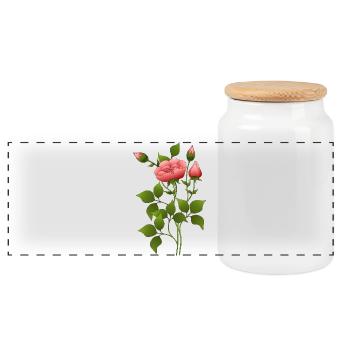 Fleur - Boîte à biscuits avec couvercle en bois - blanc - Devant