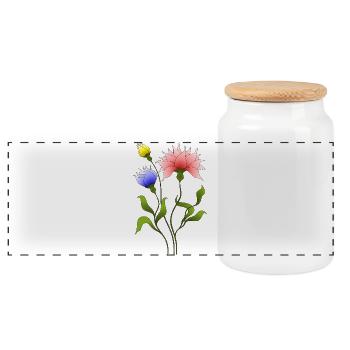 Blumen - Panorama Keksdose mit Holzdeckel - Weiß - Vorne
