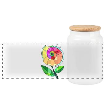Fleur - Boîte à biscuits avec couvercle en bois - blanc - Devant