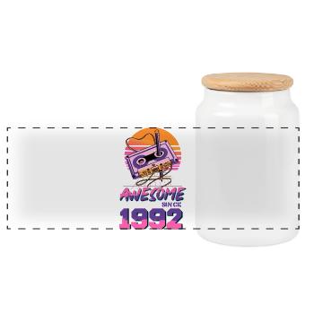 Cassette Neon 1992 - Boîte à biscuits avec couvercle en bois - blanc - Devant
