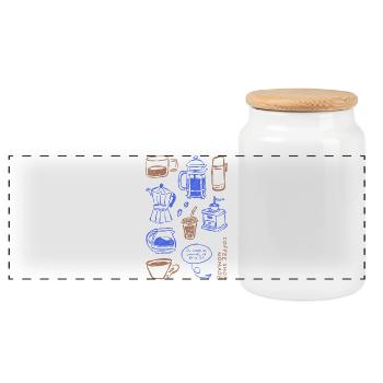 Coffee Shop Essentials - Panoramic Cookie Jar with Wooden Lid - white - Front