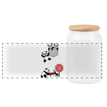 Pandas in action Solidarity ant - Panoramic Cookie Jar with Wooden Lid - white - Front