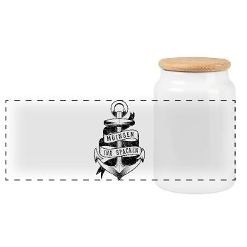 Maritim Anker MOiNSEN Ihr Spacken Hansastadt - Panoramic Cookie Jar with Wooden Lid - white - Front