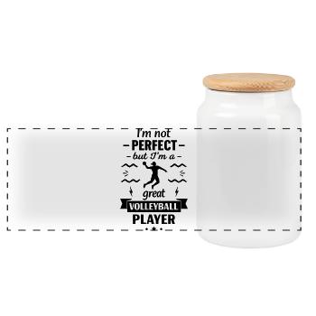 Super joueur de volley-ball sport - Boîte à biscuits avec couvercle en bois - blanc - Devant