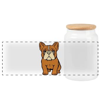 personalized bulldogs dogs t-shirt gift - Panoramic Cookie Jar with Wooden Lid - white - Front