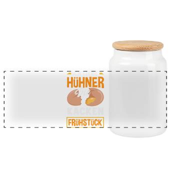 I love chickens – they poop breakfast - Panoramic Cookie Jar with Wooden Lid - white - Front