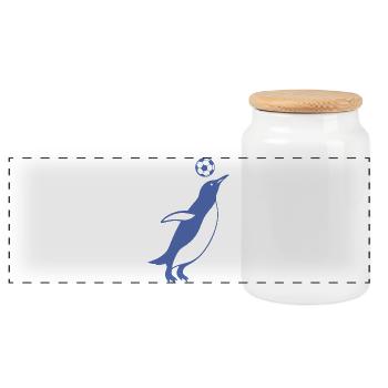 Minimaliste Pingouin Joueur de Football Joueur de Football - Boîte à biscuits avec couvercle en bois - blanc - Devant