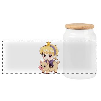 Princesse Cochon Conte de fées - Boîte à biscuits avec couvercle en bois - blanc - Devant