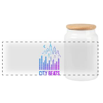 City Beats – Urbaner Sound - Panorama Keksdose mit Holzdeckel - Weiß - Vorne