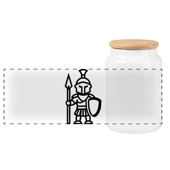 warrior - Panoramic Cookie Jar with Wooden Lid - white - Front