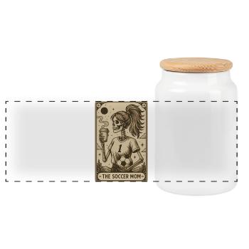 Carte de maman de football - Boîte à biscuits avec couvercle en bois - blanc - Devant