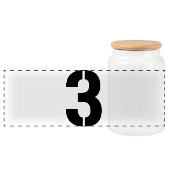 3 - Panoramic Cookie Jar with Wooden Lid - white - Front