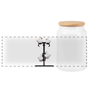 CYCLING GOOSE GEESE BIKE FAMILY - Panoramic Cookie Jar with Wooden Lid - white - Front