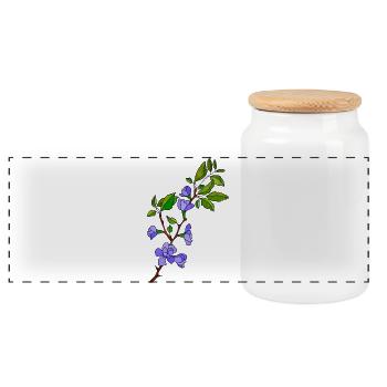 Fleur - Boîte à biscuits avec couvercle en bois - blanc - Devant