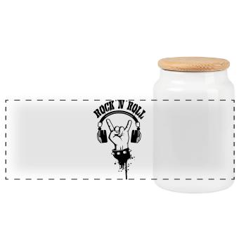 Rock Hand Silhouette - Panoramic Cookie Jar with Wooden Lid - white - Front