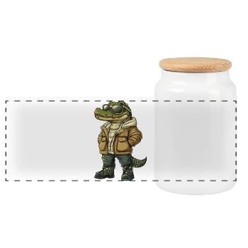 Alligator Cool Winter - Panorama Keksdose mit Holzdeckel - Weiß - Vorne