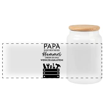 Papa du bist nicht nur der Hammer - Panorama Keksdose mit Holzdeckel - Weiß - Vorne