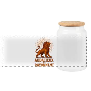 Leo Star Sign - Astrology - Panoramic Cookie Jar with Wooden Lid - white - Front