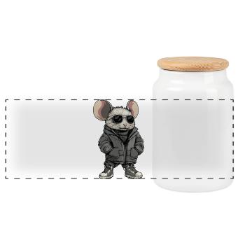 Maus Cool Winter - Panorama Keksdose mit Holzdeckel - Weiß - Vorne