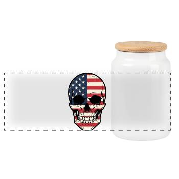 Powerful Skull Skull USA Biker Freedom - Panoramic Cookie Jar with Wooden Lid - white - Front