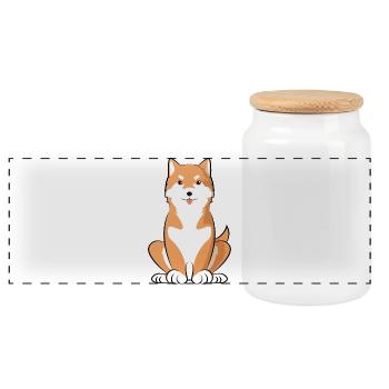 Shiba Inu Chien Papa Amoureux Fier Propriétaire de Chien Cadeau - Boîte à biscuits avec couvercle en bois - blanc - Devant