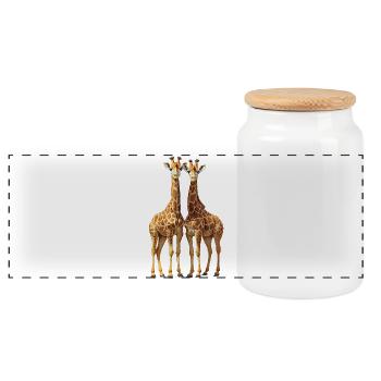 Giraffen - Panorama Keksdose mit Holzdeckel - Weiß - Vorne