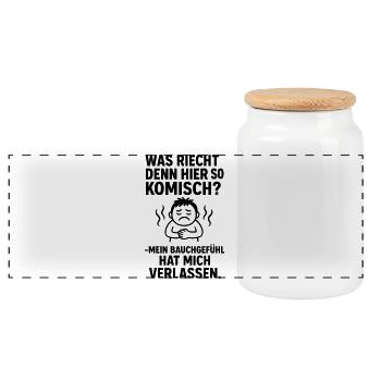 Bauchgefühl Pups Furz Lustig  - Panorama Keksdose mit Holzdeckel - Weiß - Vorne