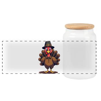 Thanksgiving Drôle Dinde de Thanksgiving - Boîte à biscuits avec couvercle en bois - blanc - Devant
