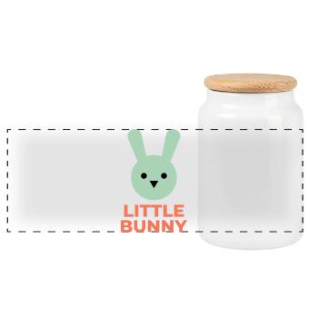 Minze Hase und kleiner Hase Text - Panorama Keksdose mit Holzdeckel - Weiß - Vorne