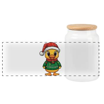 Noël de canard - Boîte à biscuits avec couvercle en bois - blanc - Devant
