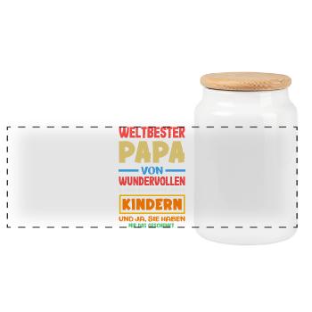 Funny Father's Day Gift Dad Beer - Panoramic Cookie Jar with Wooden Lid - white - Front