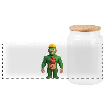 SUPERHERO ANATOMY - baby & kids - Panoramic Cookie Jar with Wooden Lid - white - Front
