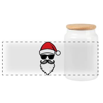 Cool Santa - A must for the Christmas party - Panoramic Cookie Jar with Wooden Lid - white - Front