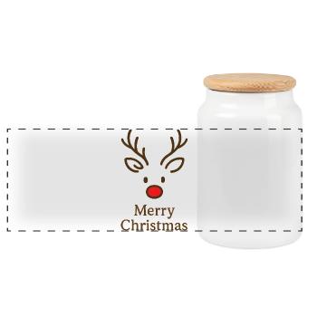 Tête de renne Joyeux Noël - Boîte à biscuits avec couvercle en bois - blanc - Devant