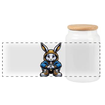 Hood Bunny - Panorama Keksdose mit Holzdeckel - Weiß - Vorne